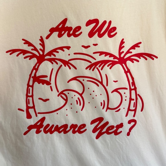 The Mayfair Group M/L 'Are We Aware' Oversized Tee in Sand - Picture 12 of 13